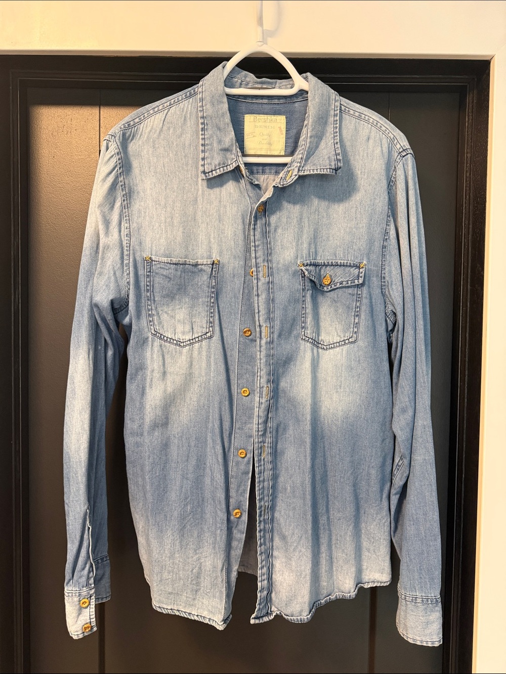 Bershka Light Blue Denim Shirt Jacket